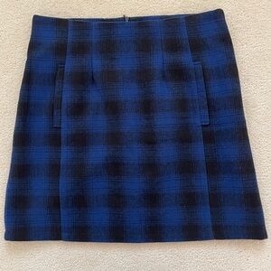 Delia’s Cobalt Blue Plaid Wool Mini Zippered Skirt Size Large